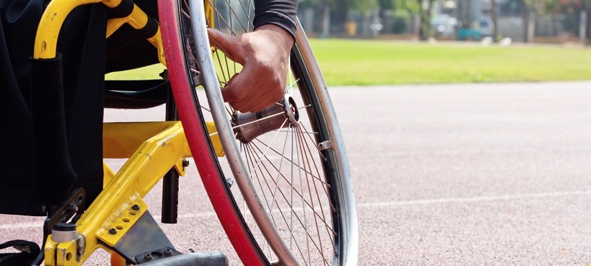 Detail image of wheelchair race on track,wheelchair race