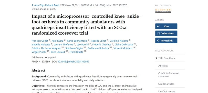 IPS fondation institut parasport santé étude scientifique C-Brace 2